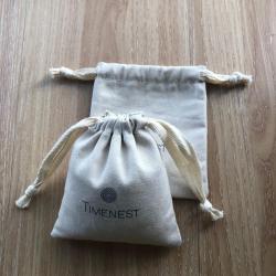 Custom Logo Printed Cotton Drawstring Pouch Soft Cotton Gift Pouch