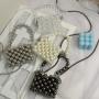HR423 New Fashion Girls' Vintage Handmade Acrylic Bag Beaded Metal Handle Crossbody Bag Chain Woven Women's Mini Open Pocket Bag