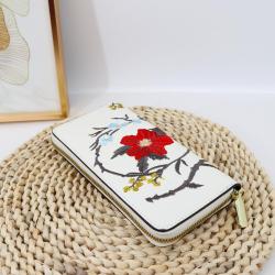 retro clutch bags long zipper cell phone clutch purse embroidery Sequined card wallet women designer long zipper wallet  20 cm