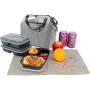Grey Lunch Bag Insulated Lunch Box Wide-Open Lunch Tote Bag Large Drinks Holder Durable Nylon Thermal Snacks