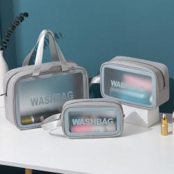 Gelory Travel Portable Fashion TPU Makeup Wash Bag Custom Logo Waterproof Clear Cosmetic Bag Set