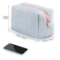 Soft Plush Cosmetic Bag Fluffy Fuzzy Makeup Pouch Zipper Cute Spacious Pillow-shaped Travel Toiletry Bag