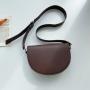 2024 Female Solid Color Saddle Design One-shoulder Crossbody Bag Fashion Trend Semicircle Pu Bag Clamshell  Saddle Bag