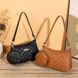 Embroidered Underarm Bag Pu Leather New 2024 Ladies Single Shoulder Bag Phone Cosmetics Storage Bag Two Piece Set