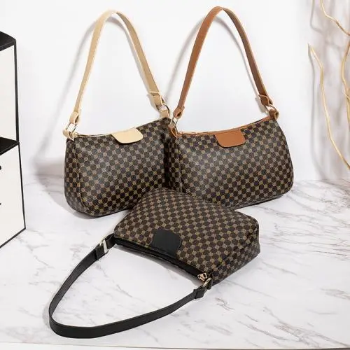 Ladies Portable Underarm Handbag Brand Pattern Design Print PU Leather Shoulder Bag