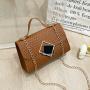 Pu Cover Chains Single Shoulder Crossbody Bag Flower Printing Handbags for Women Pure Color Fashion Bag