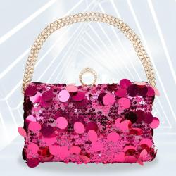 Fashionable rose sequin purses bag ladies handbag party purse wedding shiny evening bag clutches for women pochette femme