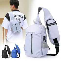 Oxford Crossbody Bag Adjustable Strap Sling Backpack Outdoor Travel One Shoulder Messenger Bag With USB Charger Port