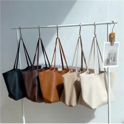 2024 women hand bags fashion luxury purse handbags shoulder shopping Simple pure color ladies tote bag Set