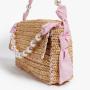 2023 New Arrival Summer Beach Straw Ladies Shoulder Bags With Pearl Chain Pink Fashion Custom Logo Womens Shoulder Bags