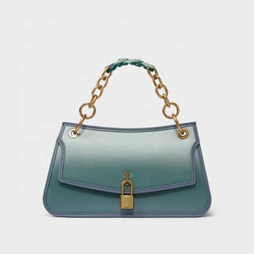 2023 Trendy Gradient Friendly Pu Leather Top Quality Chain Women Shoulder Bags With Customized Logo Vegan Ladies Handbags