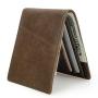 ZF370 Mens Head Layer Cowhide Bifold Horizontal Wallet Card Wallet Strong Magnetic Button Leisure Ultra-thin Men's Wallet