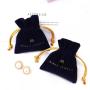 Custom Logo Printed Mini Velvet Jewelry Brooch Storage Bag Luxury Velvet Jewelry Drawstring Pouch