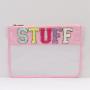 Keymay No MOQ Custom Personalized Letter Snack Makeup Bag Multicolor Travel Stadium Clear Pouch Transparent Pvc Cosmetic Bag