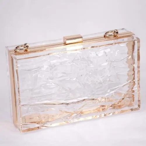 crack Evening Bags for Women Popular Acrylic Women's Small Square Bag Summer Candy Color Transparent Clutch Box