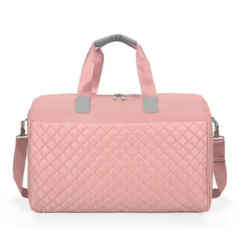 Custom Logo Weekend Tote Duffel Bag Waterproof Sports Gym Yoga Pink Travel Luggage Duffle Bag
