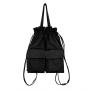 New Korean version trendy canvas single shoulder bag female niche pleated backpack girls casual large capacity tote bag