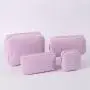 Stock Ready to Ship 4PCS S M L XL Lilac Personal Clutch Women Travel Cosmetic Pouch Beauty Storage Cases Corduroy Makeup Bag