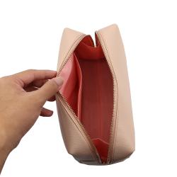 Custom logo leather makeup cosmetic bag ladies travel bag leather wash bag for women