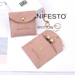Custom Logo Emboss Packaging Microfiber Flap Envelope Pouch Suede Jewelry Envelope Bag