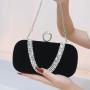 Wholesale Women Handbags Trendy Luxury Lady Party Rhinestone Diamond Hand Bags Black Velvet Clutch bag