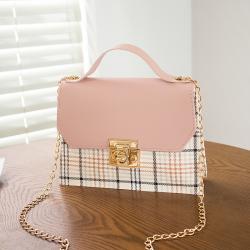 Checked Lock Portable Chain Small Square Bag Small Shoulder Bag Women Shoulder Bag Handbags With Lock
