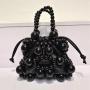 Small Hollow Out Purses Luxury Women's Handheld Bead Bag Purses Fashion Banquet Party Shoulder Bag Beaded Clutch Purse Mini Bags