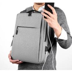 HR087 USB Charging Laptop Backpack Solid Color Polyester Business Shoulder Bag Waterproof Lightweight Comfort Simple Handbag