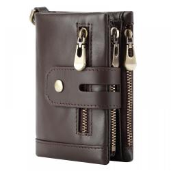 Hot Sale Anti-Theft Man Short Wallet Slim genuine leather wallet for men credit card holder multi-function wallet with zipper