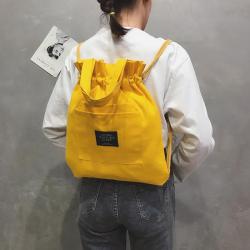 Korean Style Simple Multifunctional Women's Backpack Wholesale Shopping Bag Creative Bunched Canvas Drawstring Shoulder Bag