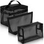 Custom Size Mesh Makeup Bag Travel Cosmetic Accessories Organizer Black Nylon Mesh Zipper Pouch