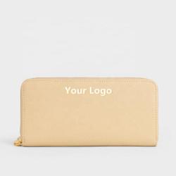Wholesale Custom Logo Fashion Vegan Leather Long Wallet Women Colorful Zipper Rfid Wallet For Women Classic Long Ladies Purse