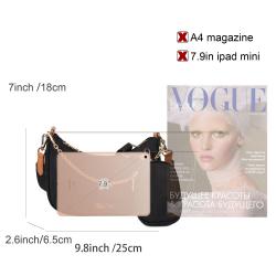 2024 new fashion trend small crossbody bag women's nylon shoulder bag lightweight V-shaped purse 2 kits