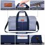 Customized Logo Blue Strip Nylon Shoulder Sport Weekender Bags Hand Carry Travel Overnight Duffle Bags for Women Men