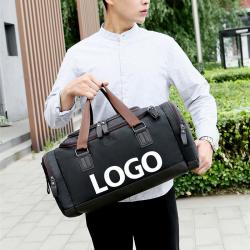 Customized Outdoor Handbags Fitness Sport Bags With Shoe Compartment PU Leather Travel Duffel Bag for Men