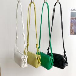 Summer new design bright colorful pure PU leather trend Korea Japan style daily life bag date Casual knitted messenger bag