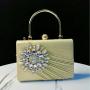 New Arrival Bridal Wedding Elegant Wholesale Rhinestone Flower Clutch Bag Glitter Pleats Handbag Banquet Bag For Woman