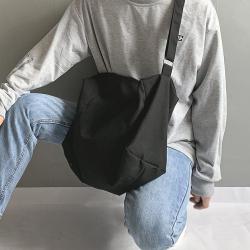 Large-Capacity Black White Canvas Messenger Bag Schoolbag Vintage Fashion Style Students Crossbody Bag Simple Shopping Bag