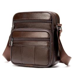 Factory wholesale genuine leather cowhide men's shoulder messenger bags small bag business leather casual handbag