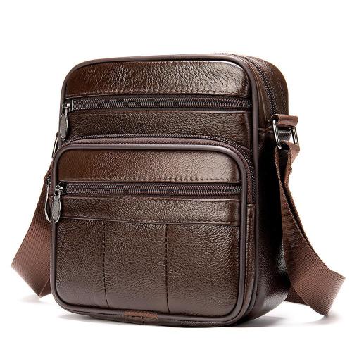 Factory wholesale genuine leather cowhide men's shoulder messenger bags small bag business leather casual handbag