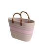 Striped Large Capacity Cotton Woven New Bamboo French Retro Straw Portable Beach Women'S Bag