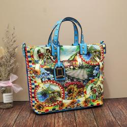 Latest Design ladies bag colorful printing handbag for eye-catching designer bag for women quality factory direct sales 33 cm