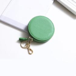 2024 Custom Jacquard Genuine Leather Mini Coin Purse For Women Round Pouch Bag