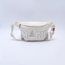 Keymay Embroidery Personalized Chenille Patches Outdoor Sports Waterproof Nylon Black Fanny Packs Waist Pack Pouch Waist Bag