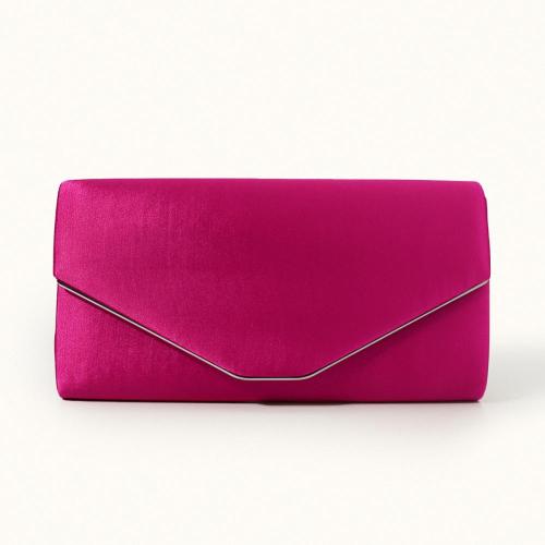 Hot Pink Fashion Satin Evening Bag Clutch Purses for Women Ladies Handbag Clutch Chain Cosmetic Bag for Wedding Party