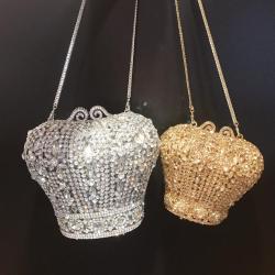 Women wedding Sliver Crown diamond party skull handbag hand rhinestone ice cream clutch popcorn gun purse fish cake evening bags