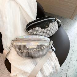 Fashion Ladies Pouch Bag Crystal Diamond Fanny Pack Waist Bag Sequin Crossbody Sling Chest Bag