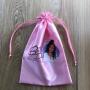 Pink Satin Drawstring Bag Customized Logo Printed Satin Gift Bag