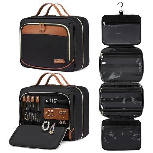 LOVEVOOK custom Hanging Hook ladies Toiletry Cosmetic Bag with Jewelry makeup Brushes pocket stylish Travel Organizer women bags