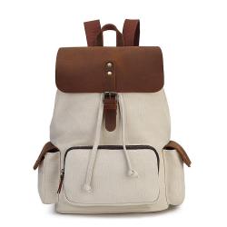 2024 Custom Ladies Canvas Backpack Bag For Stylish Women With Crazy-horse Leather